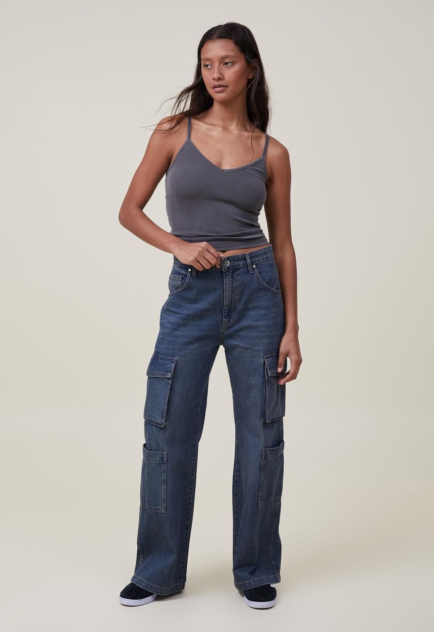 Cotton On - Madison V Neck Cami - Washed Black