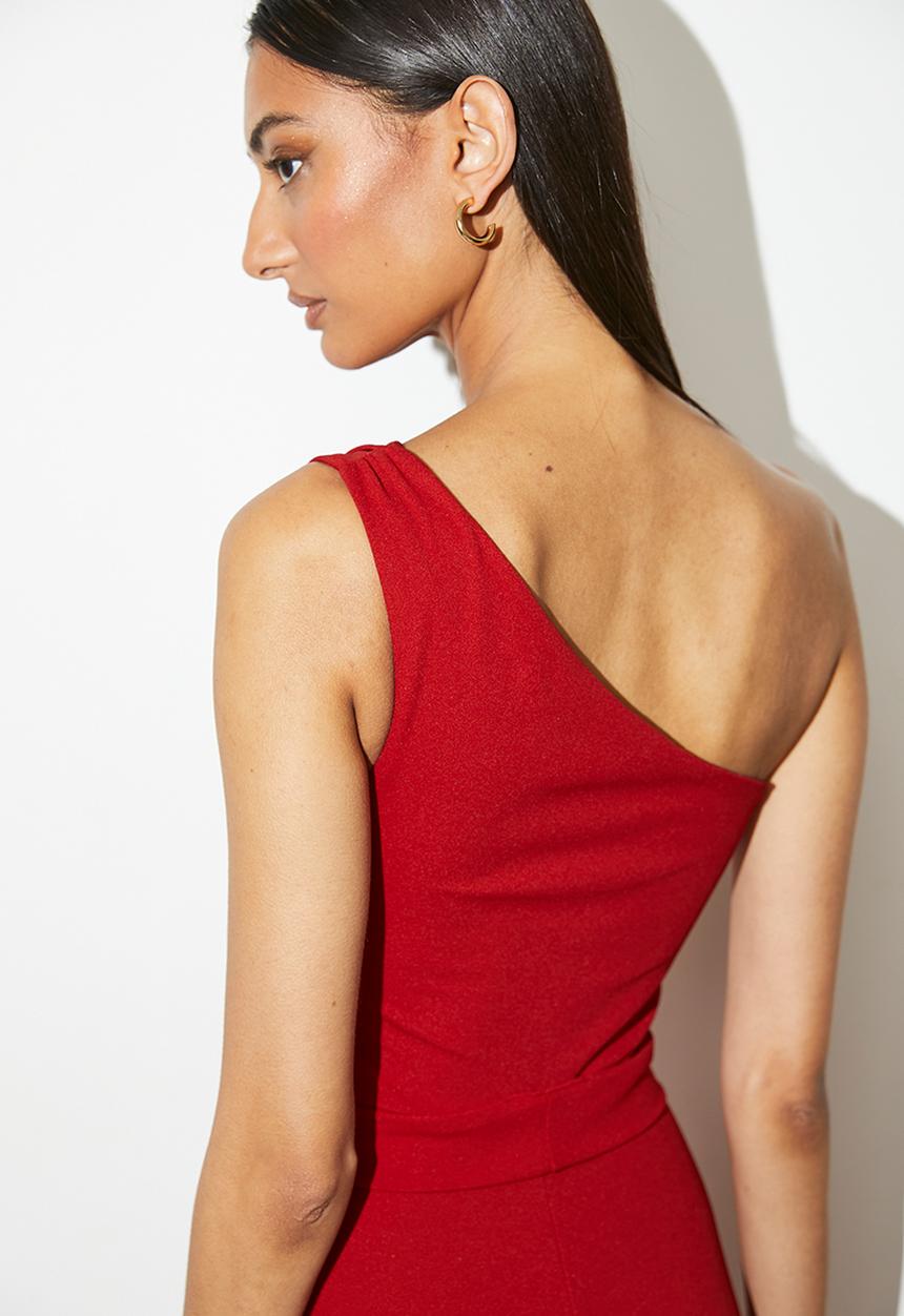 VELVET - Asymmetrical wide leg jumpsuit - red
