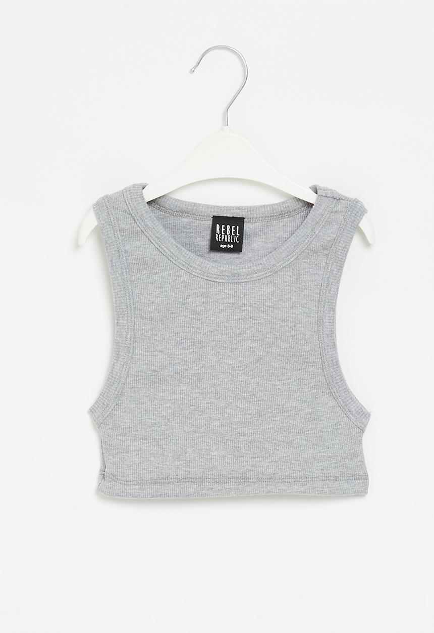 Rebel Republic - Girls Ribbed tank -grey