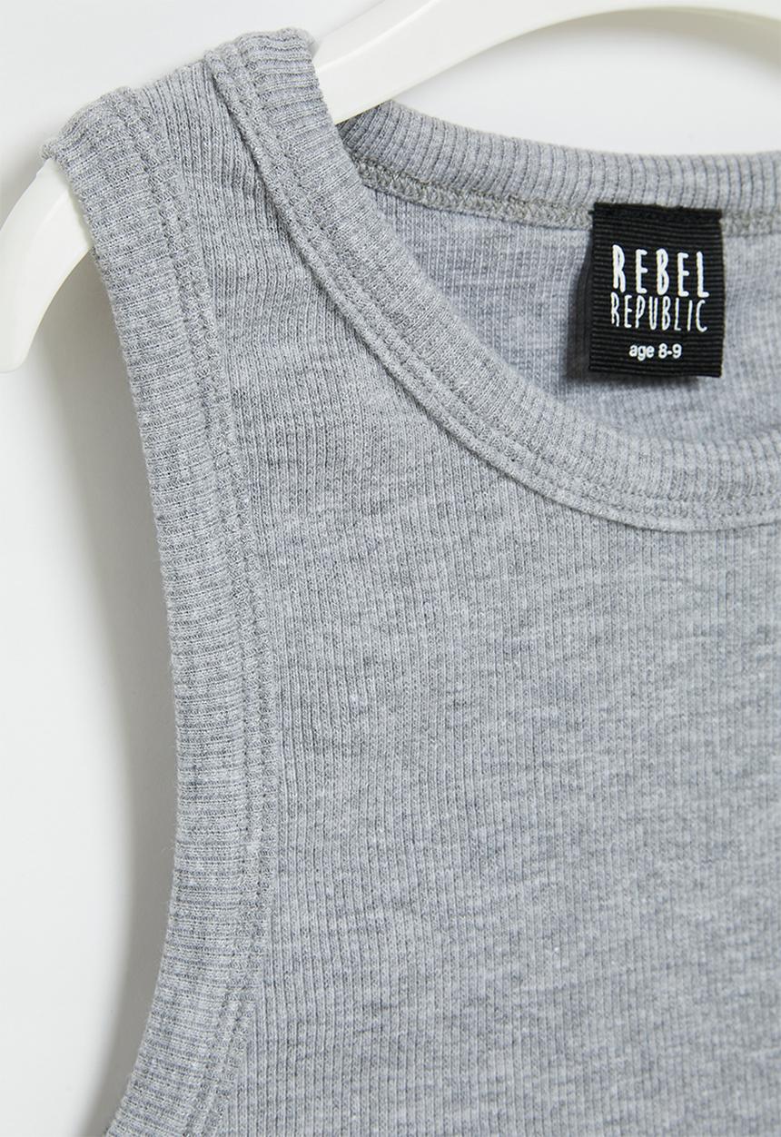 Rebel Republic - Girls Ribbed tank -grey