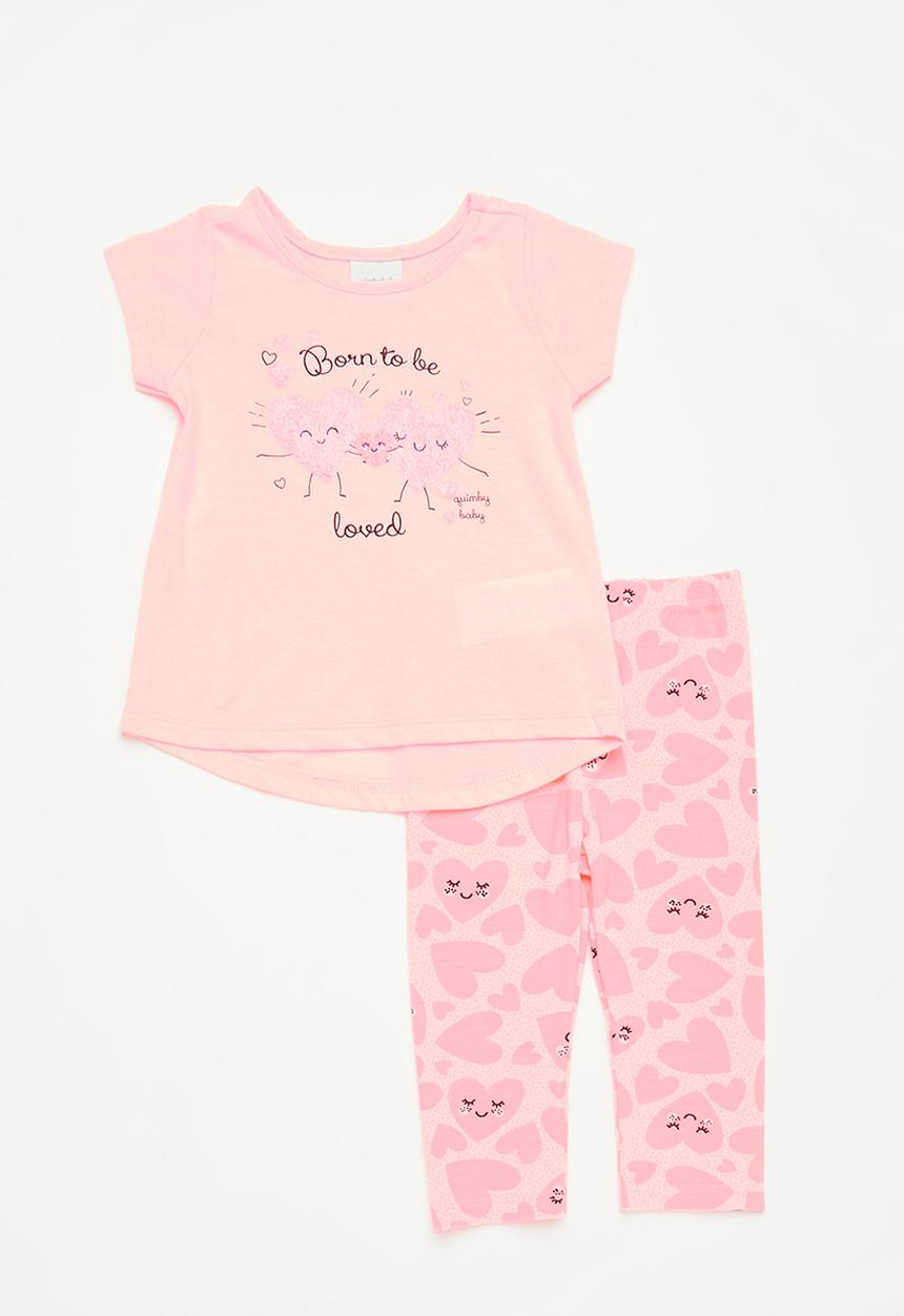 Quimby - Set single jersey blouse and elastane jersey legging - pink