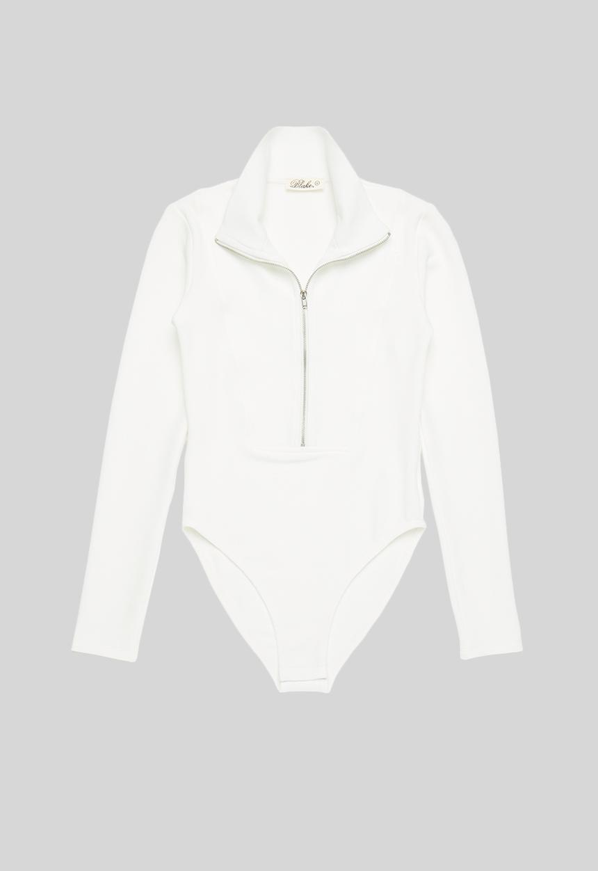 Blake - Zip collared bodysuit - ivory 