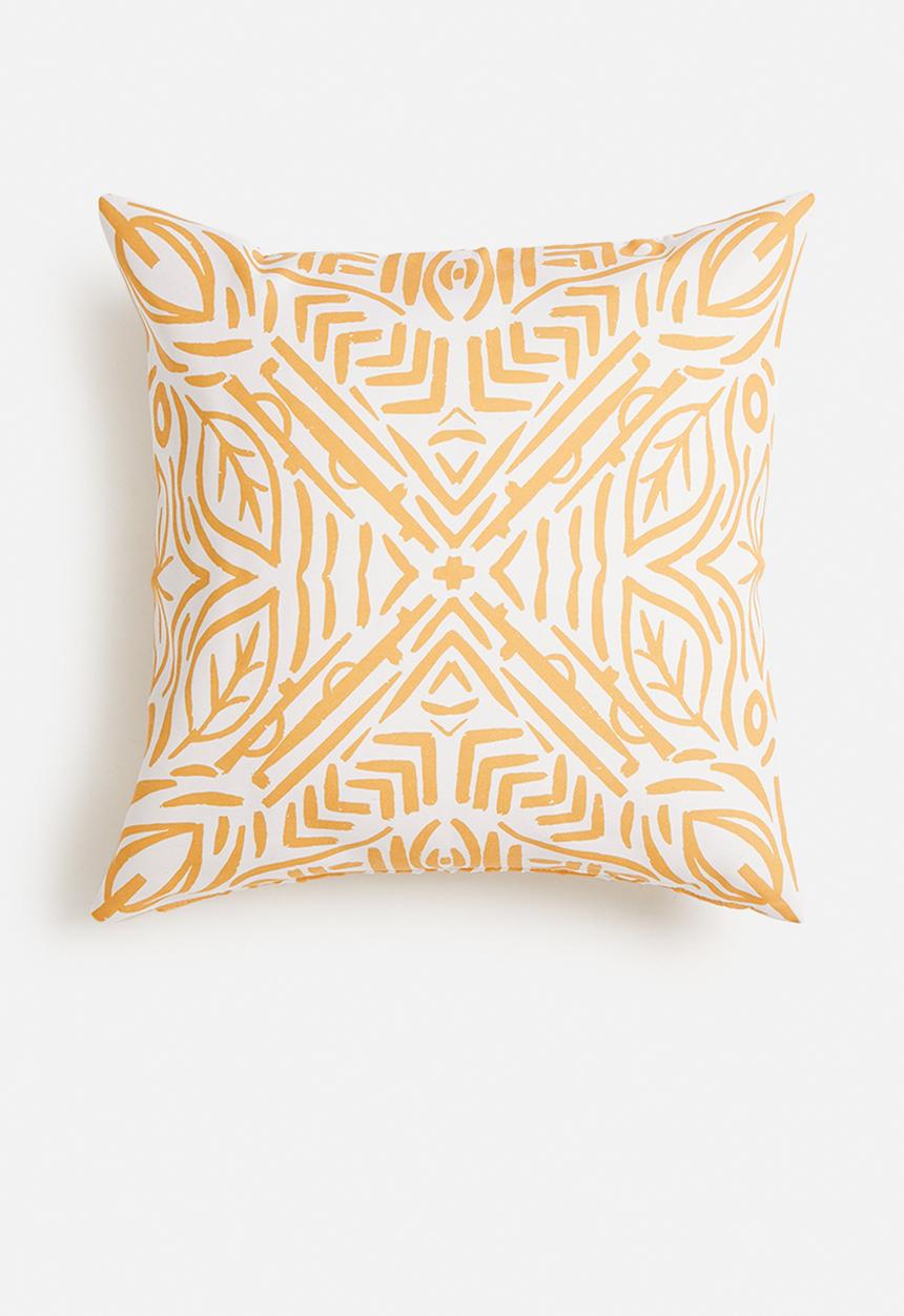 Fabric Bank  - Line work cushion cover - yellow