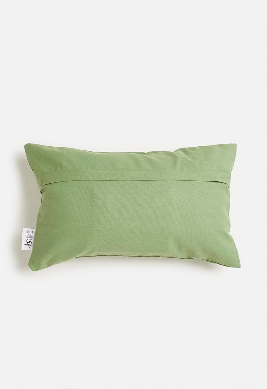 Sixth Floor - Shuri embroidered cushion cover- green