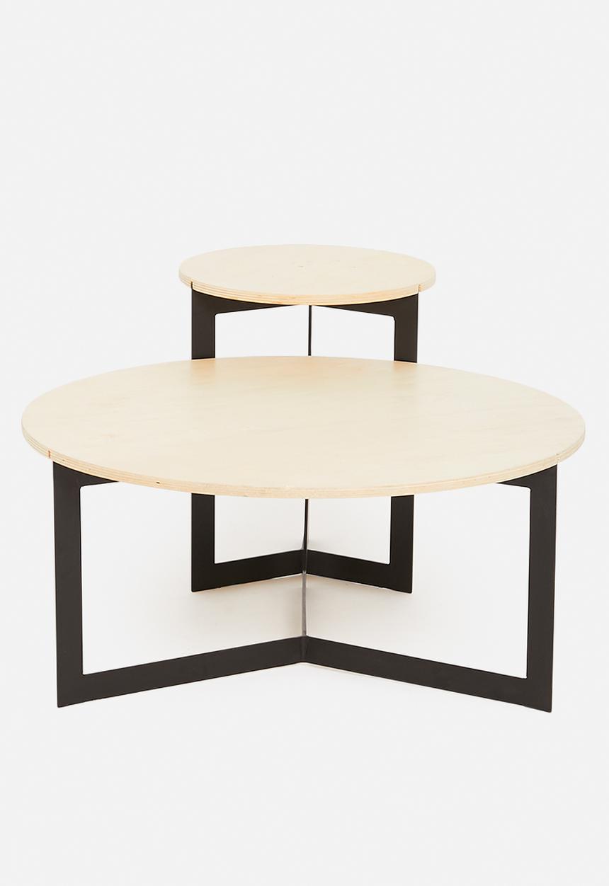 Native Decor - Round nested side tables - black