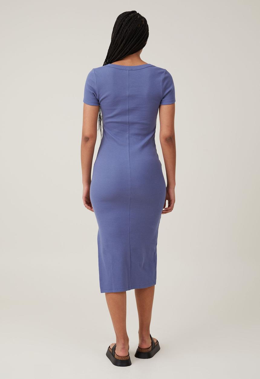 Cotton On - Rib short sleeve midi dress - marine blue