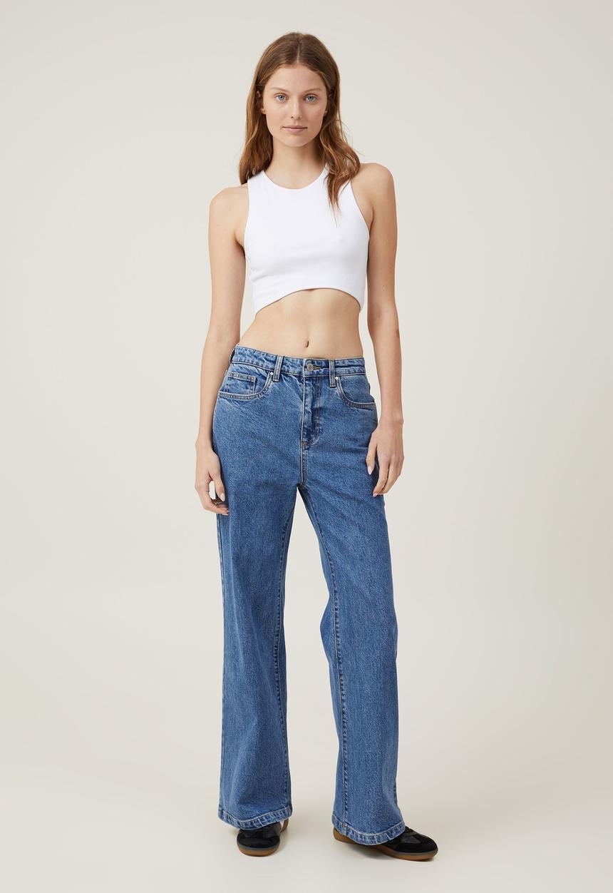 Cotton On - Stretch wide leg jean - sea blue