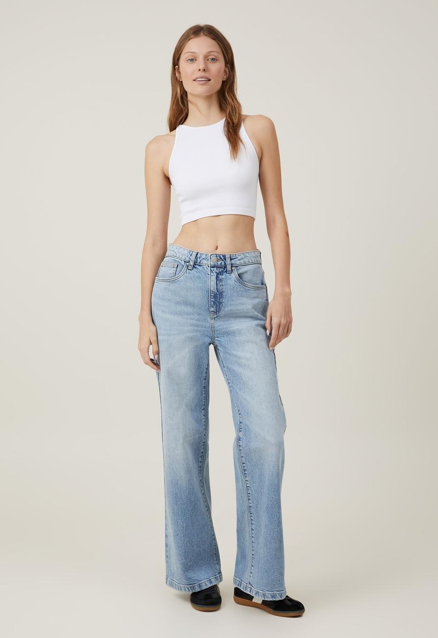 Cotton On - Stretch wide leg jean - bells blue