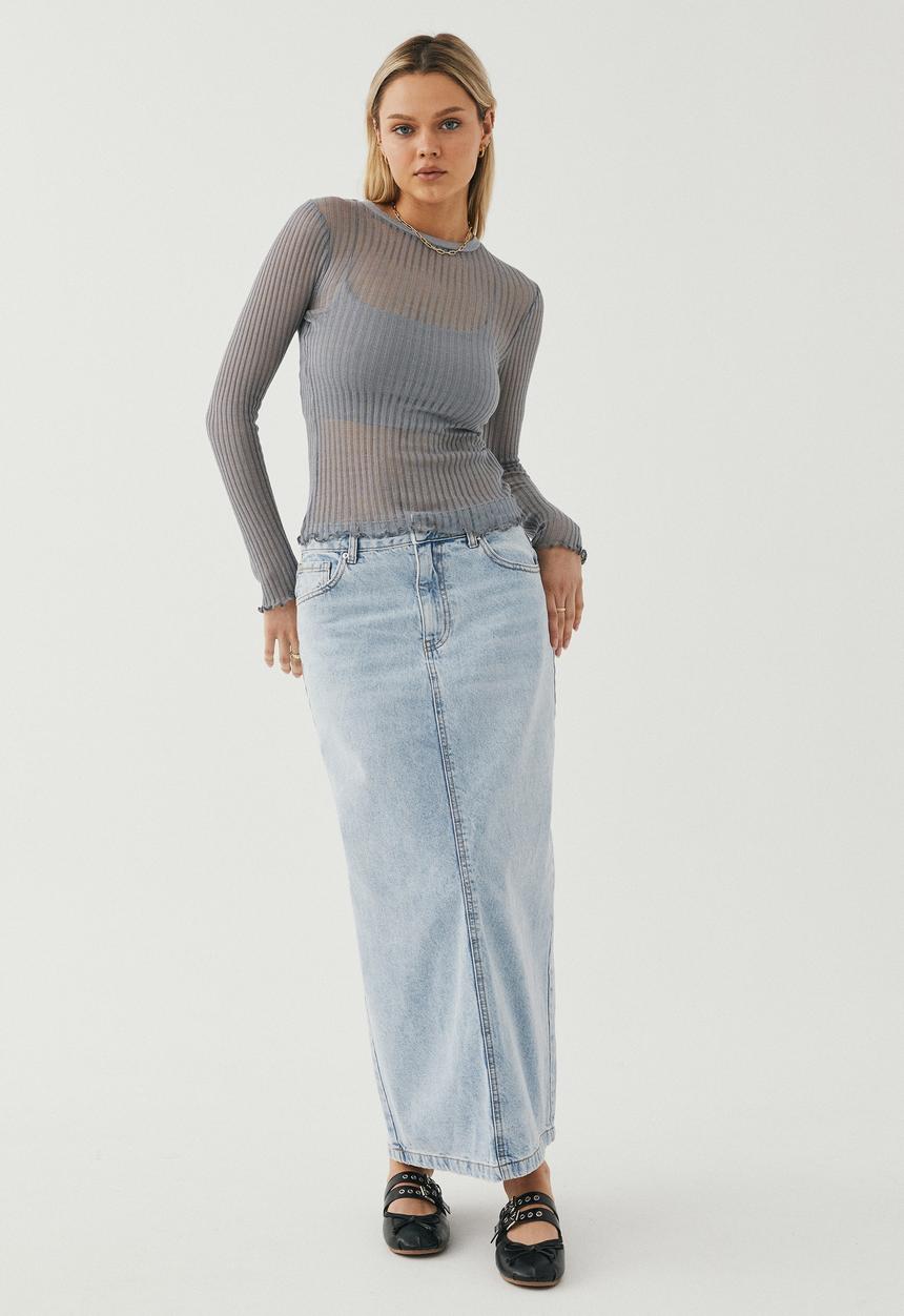 Supré  - Mila open knit top - moonlight grey