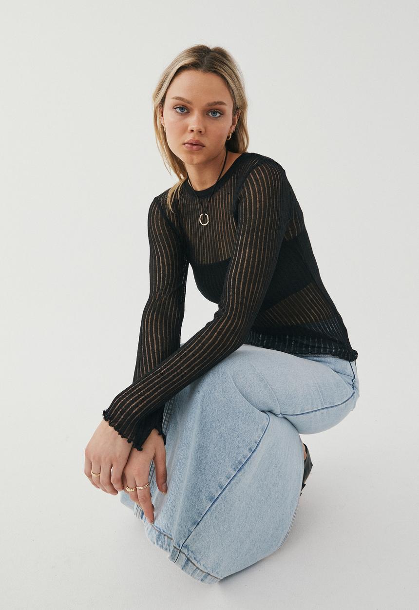 Supré  - Mila open knit top - black