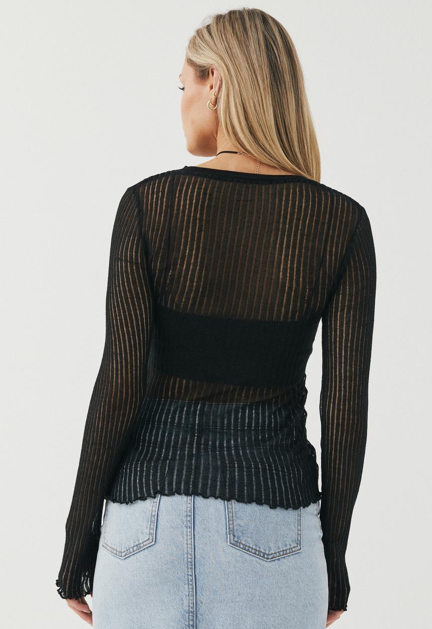 Supré  - Mila open knit top - black
