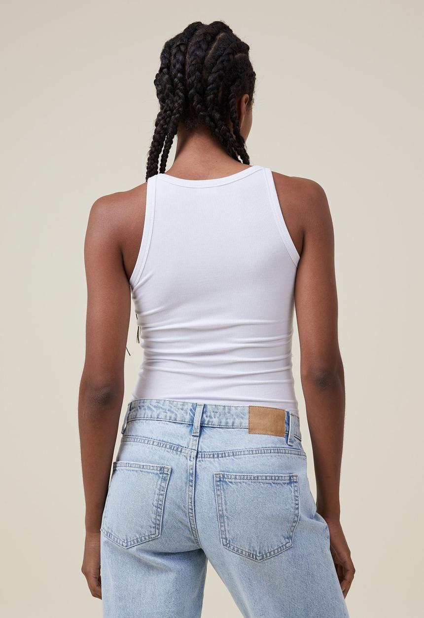 Cotton On - Staple rib scoop neck tank - white