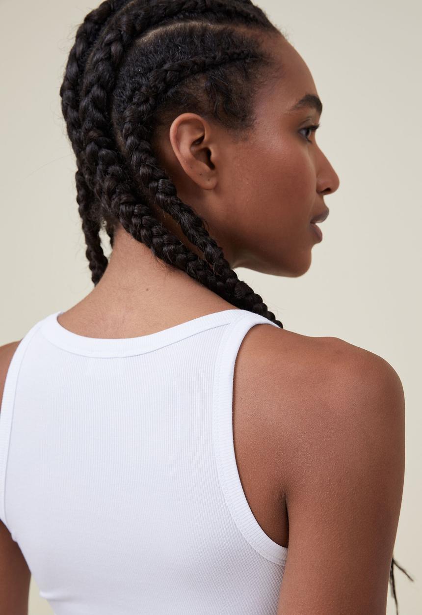 Cotton On - Staple rib scoop neck tank - white