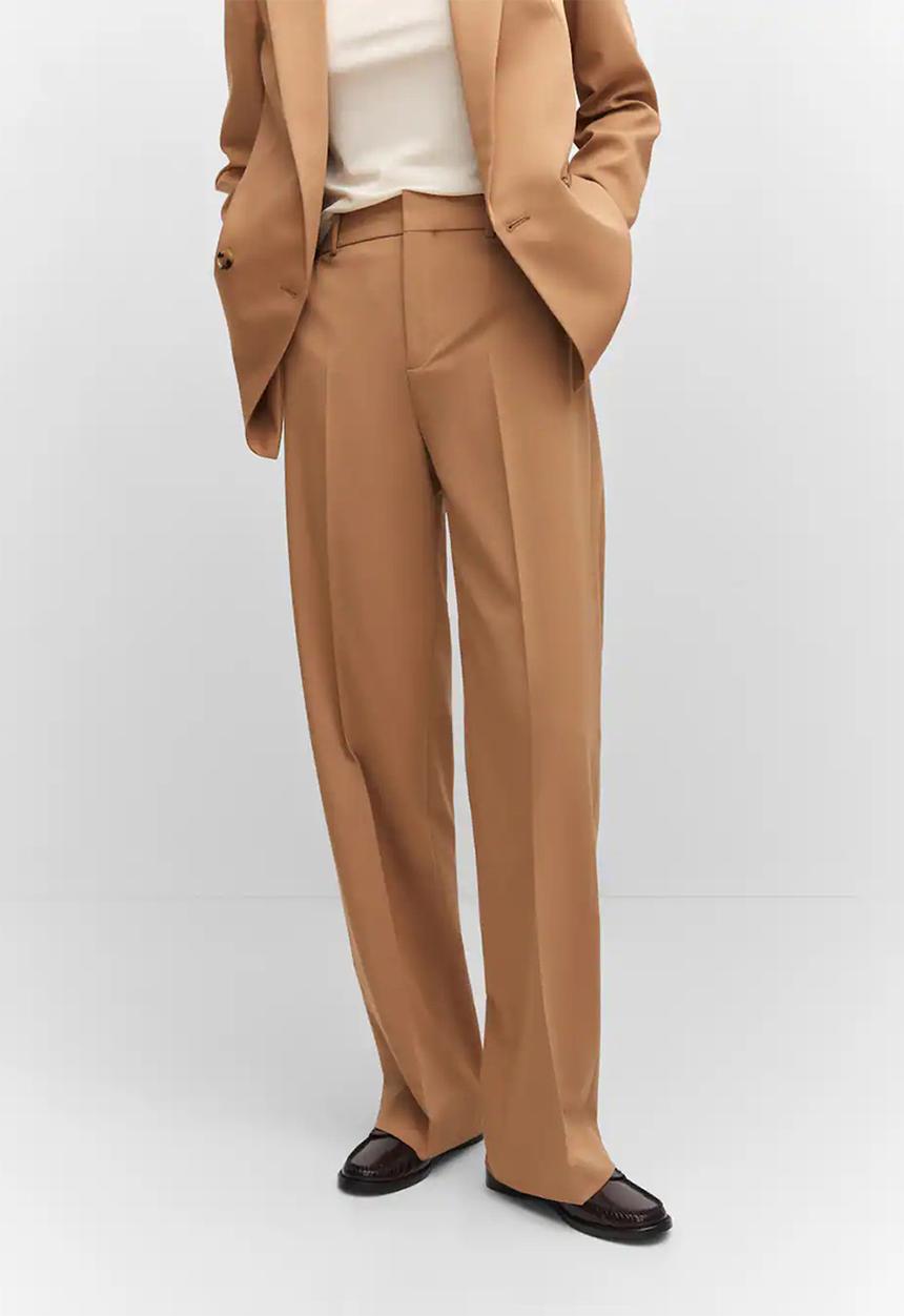 MANGO - Trousers greta - medium brown