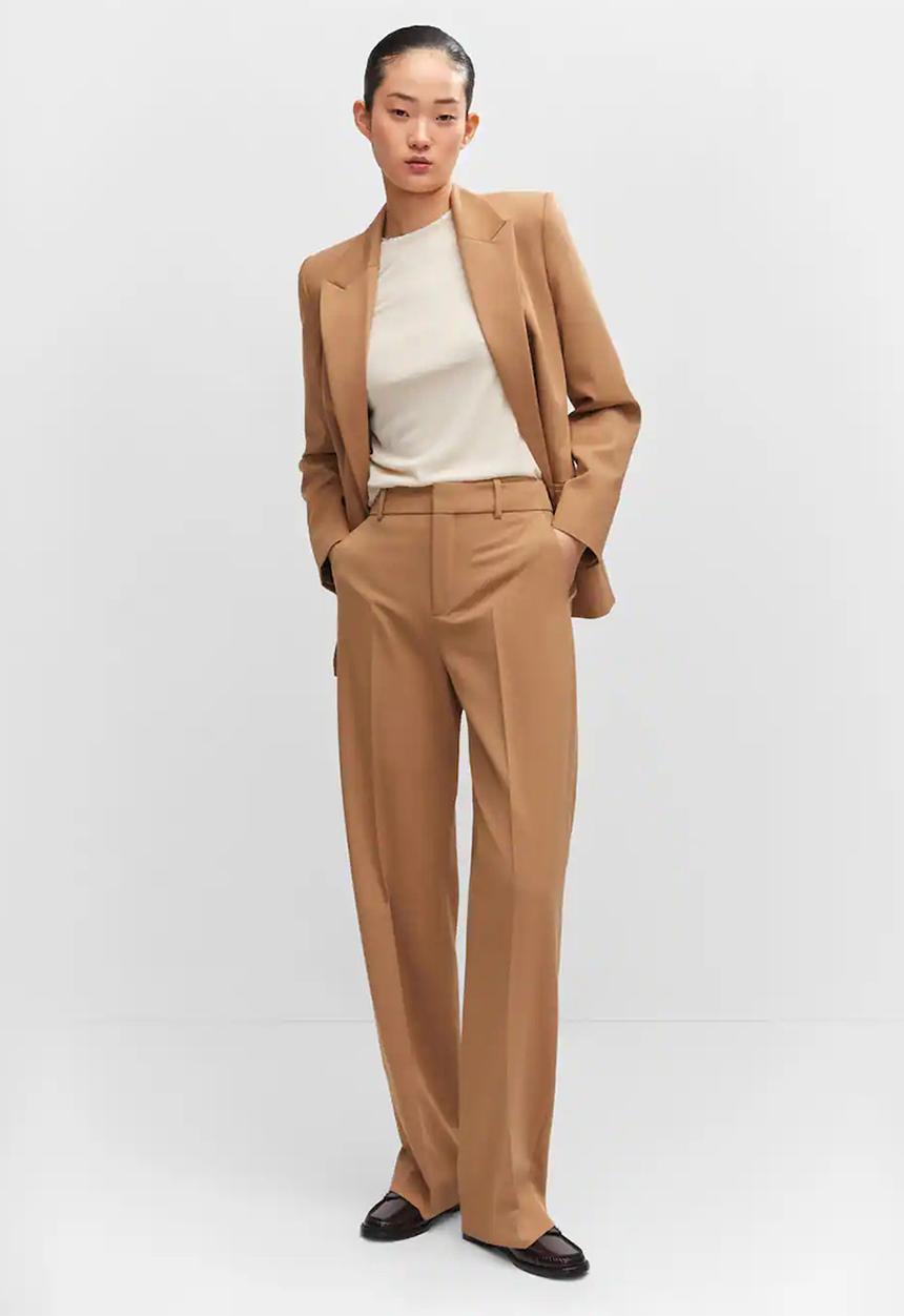 MANGO - Trousers greta - medium brown