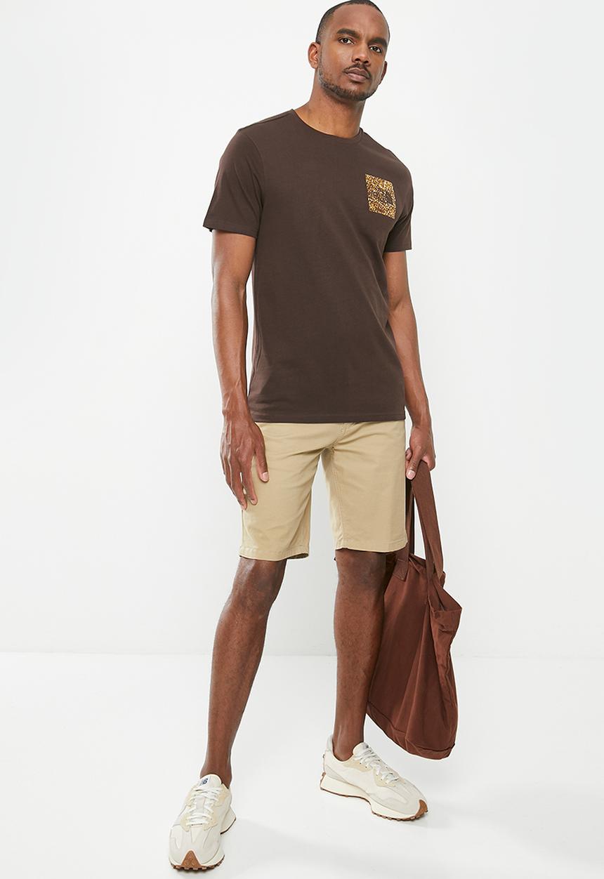 The North Face - M short sleeve tee - coal brown - coal brown water distortion print  