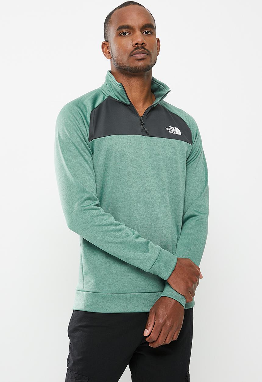 The North Face - M reaxion 1/4 zip fleece - e1 dark sage heather - asphalt grey 