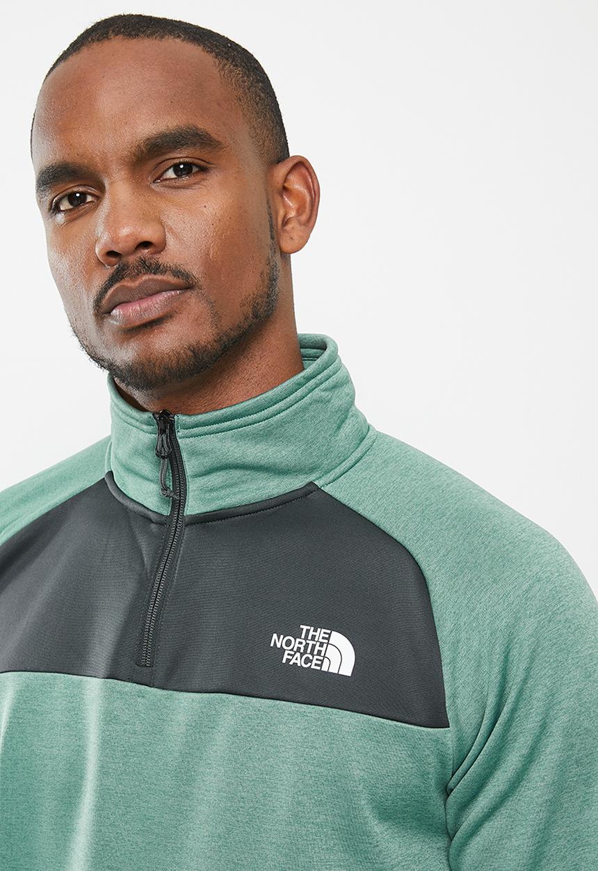The North Face - M reaxion 1/4 zip fleece - e1 dark sage heather - asphalt grey 