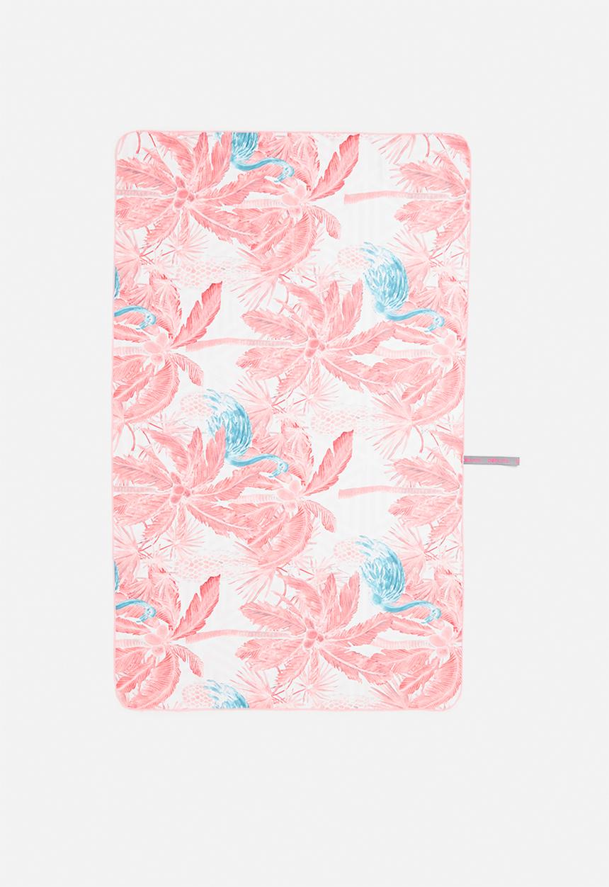 Bobums - Microfibre XL gym towel - pink fern blue bird