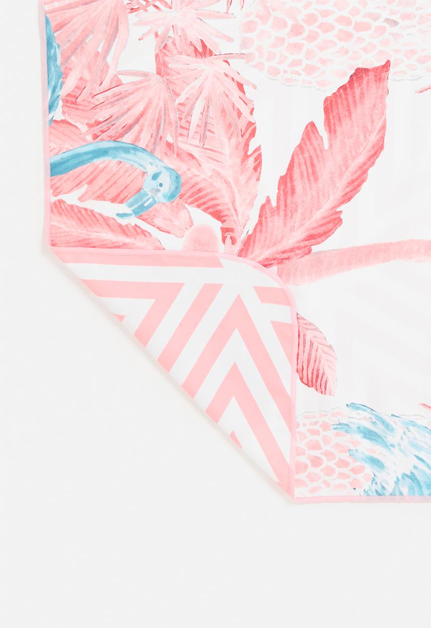 Bobums - Microfibre XL gym towel - pink fern blue bird