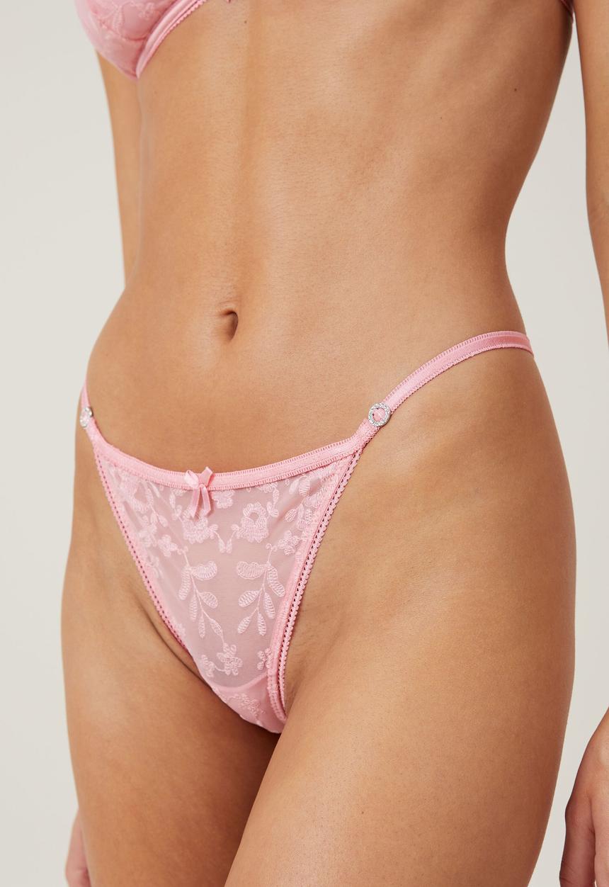 Cotton On - Aurora lace tanga g string - peach puff