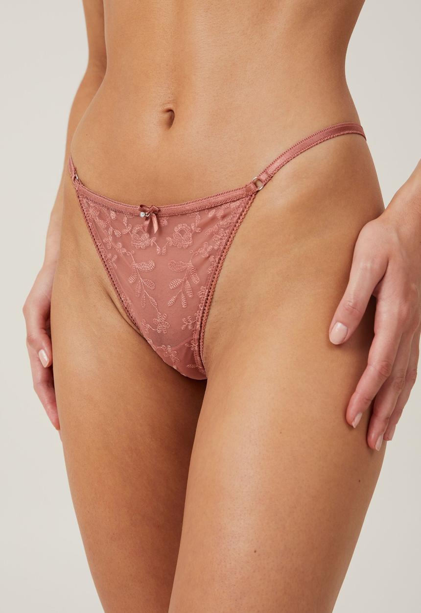 Cotton On - Aurora Lace Tanga G String - Rose Dust