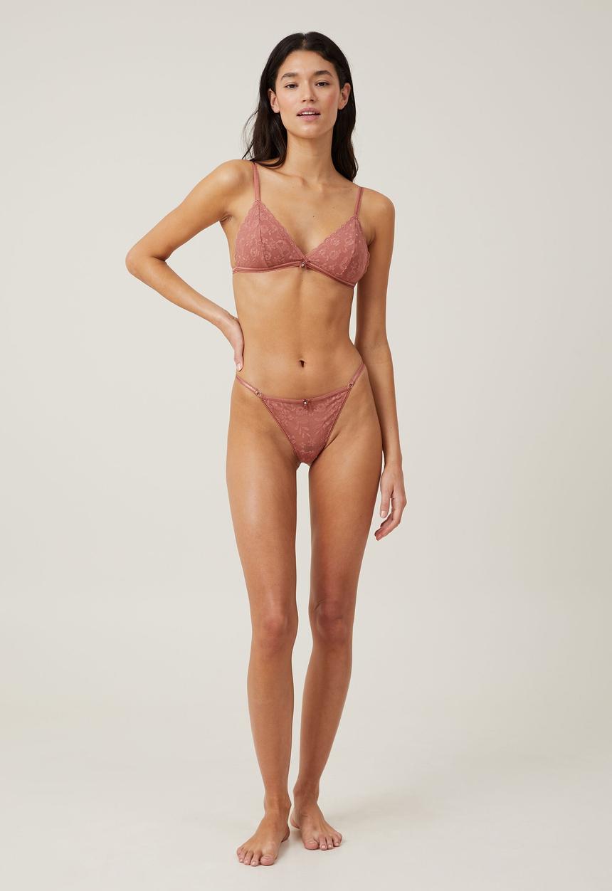 Cotton On - Aurora Lace Tanga G String - Rose Dust