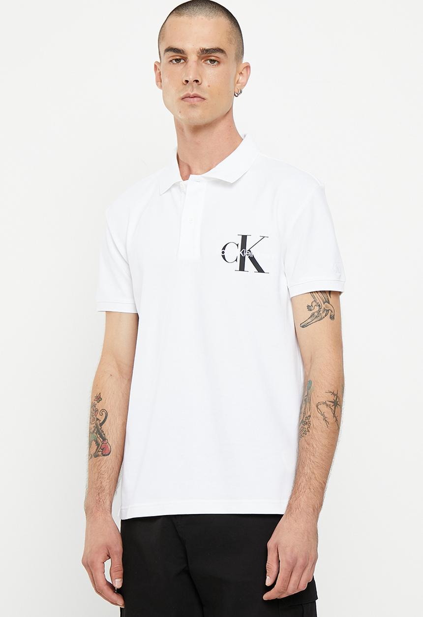 Calvin Klein - Seasonal mono logo polo - bright white