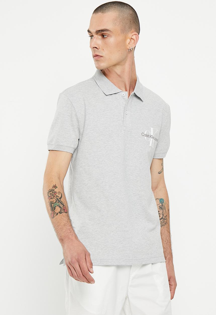 Calvin Klein - Seasonal mono logo polo - light grey heather