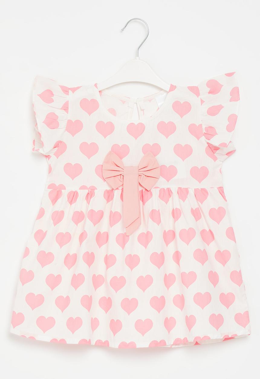 Pop Candy - Frilled sleeve dress - pink and white