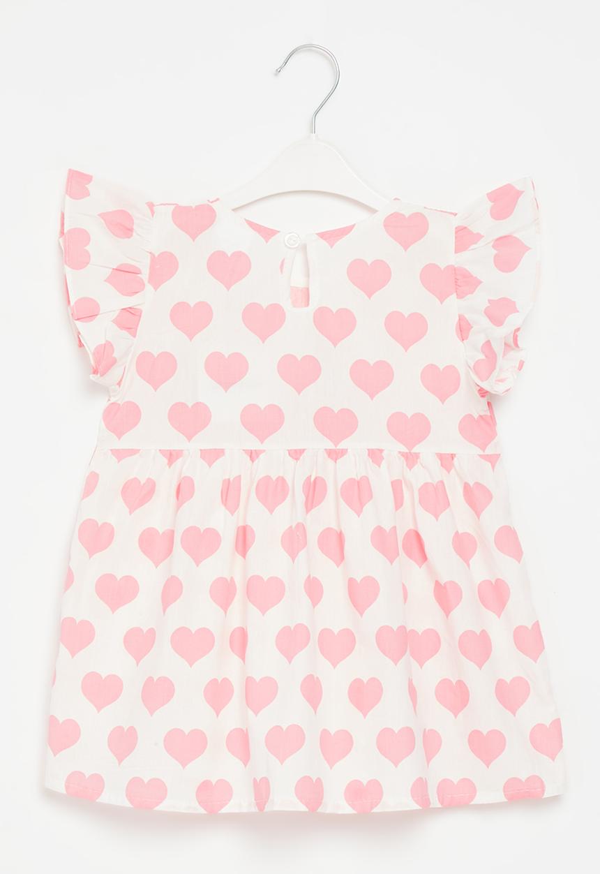 Pop Candy - Frilled sleeve dress - pink and white