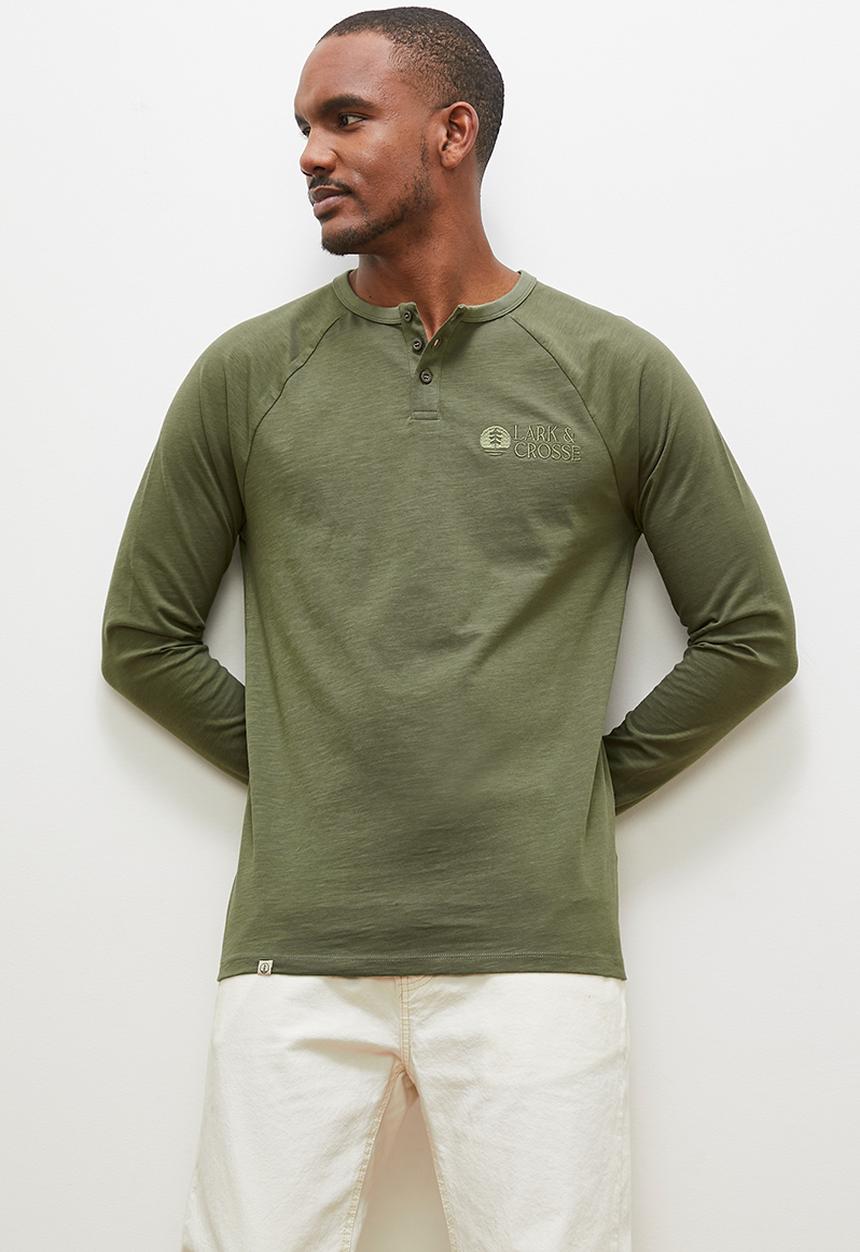 Lark & Crosse - Henk  ls raglan grandpa tee - khaki