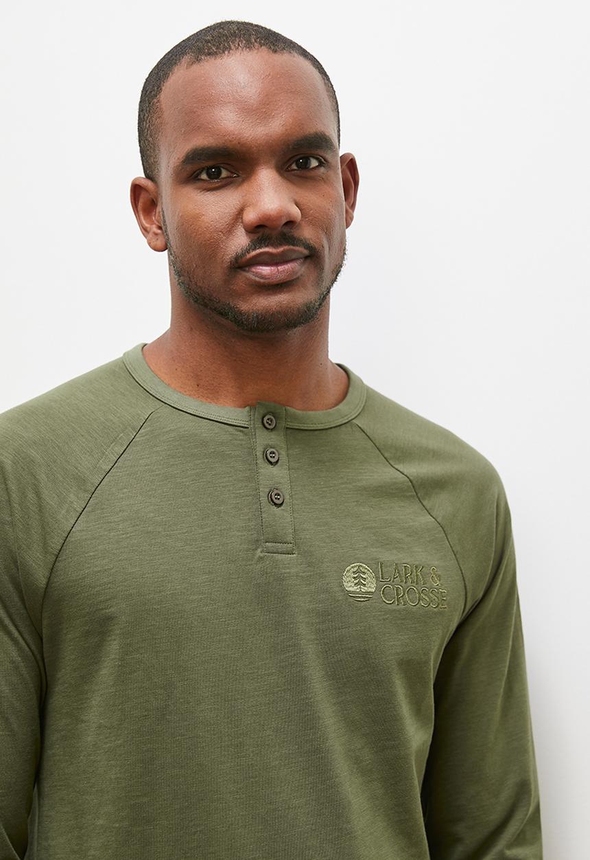 Lark & Crosse - Henk  ls raglan grandpa tee - khaki