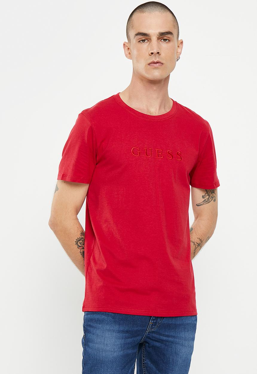GUESS - ES short sleeve pima emb logo crew - downtown red