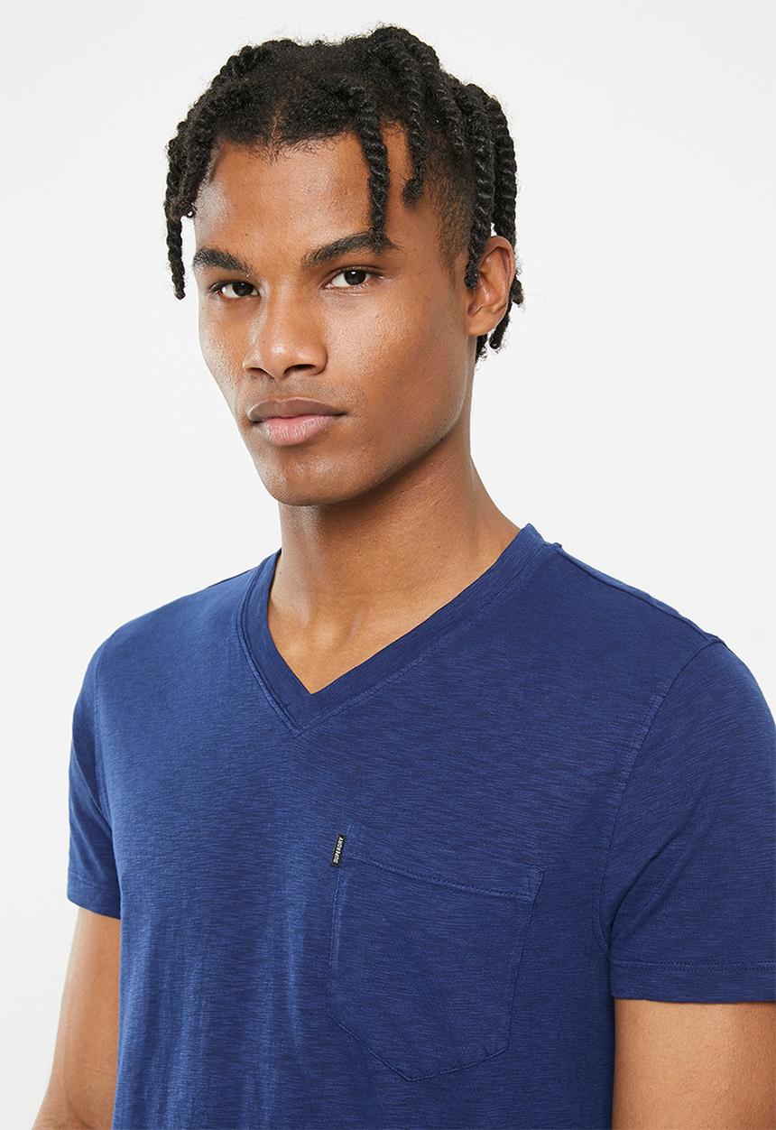 Superdry. - Pocket v neck - pilot mid blue