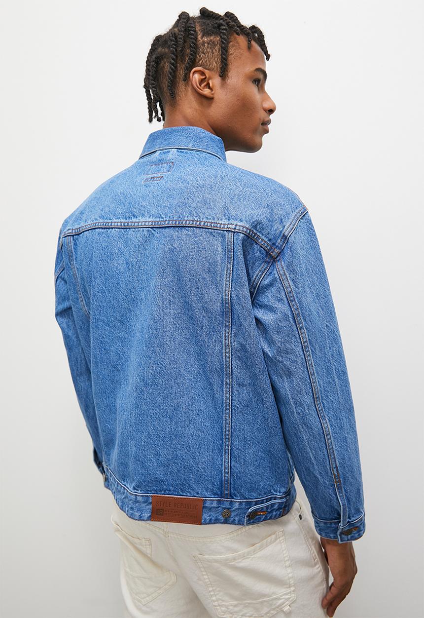 STYLE REPUBLIC - Denim oversize trucker - mid wash blue