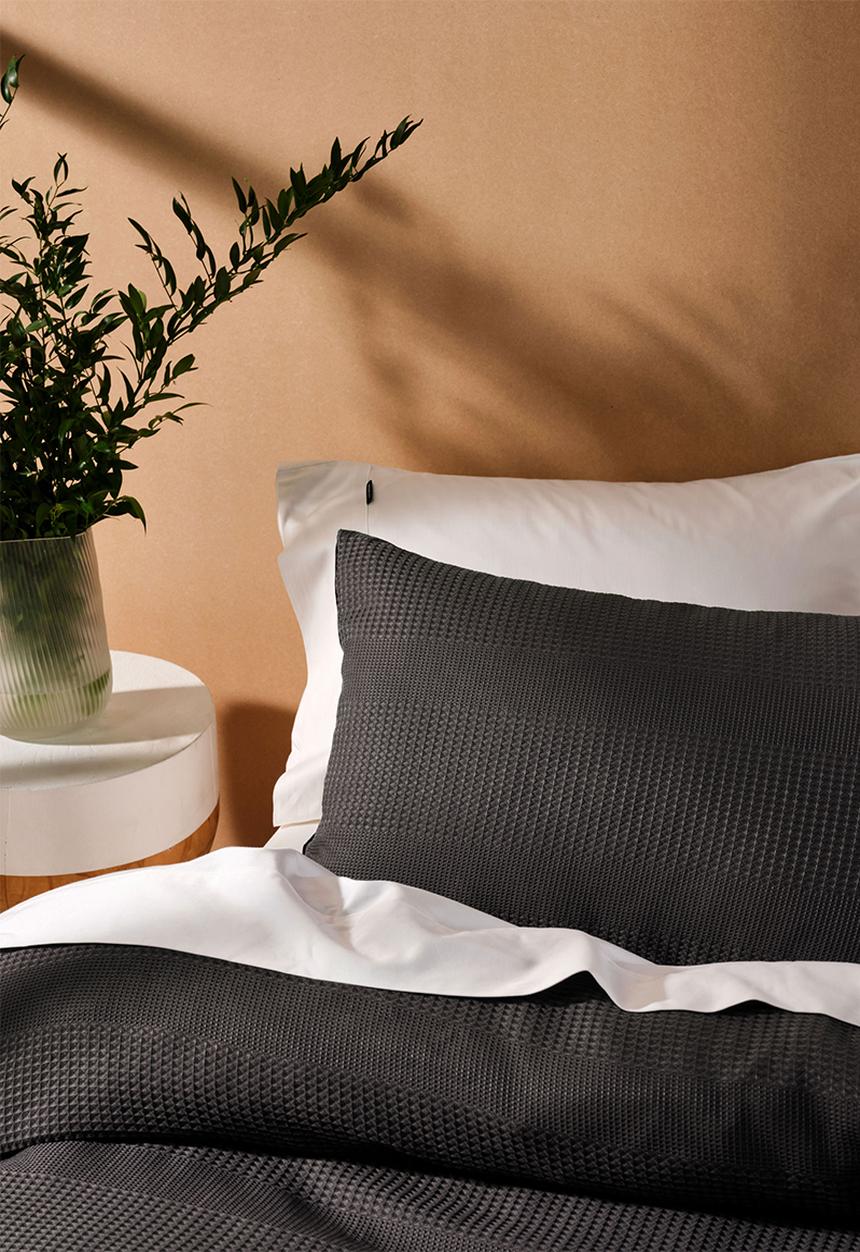Linen House - Derry waffle duvet cover set - charcoal