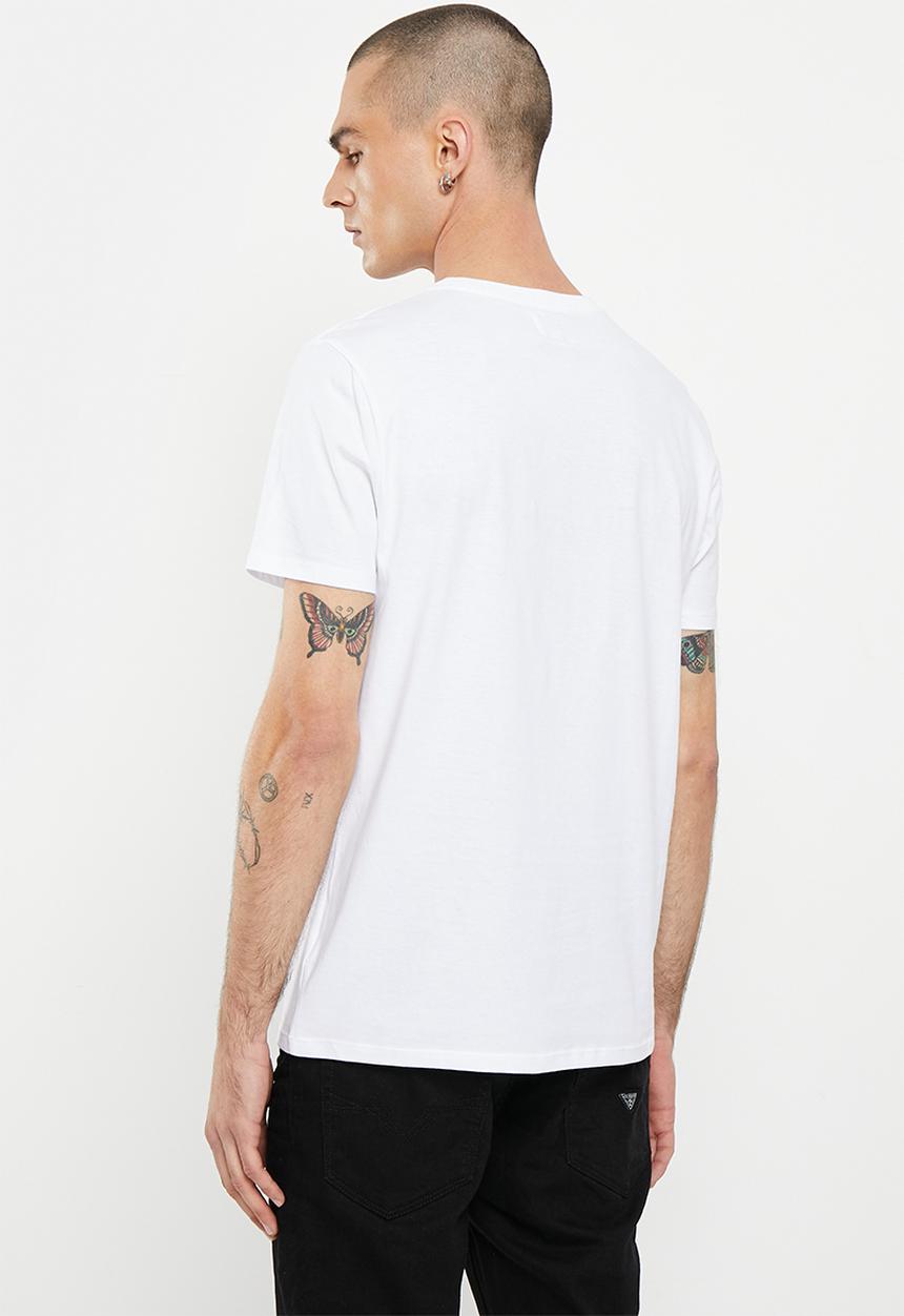 GUESS - Short sleeve pima emb logo crew - pure white
