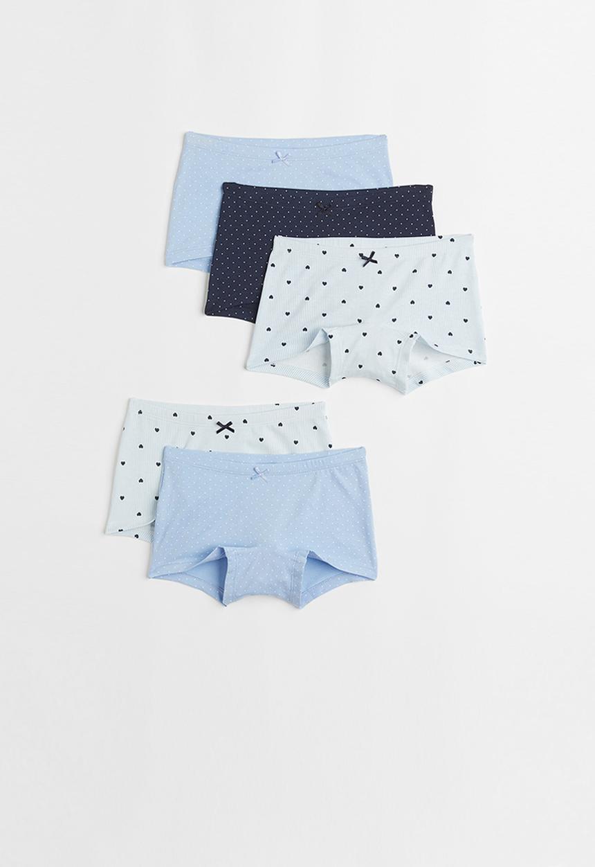 H&M - 5-pack boxer briefs - light blue / hearts 