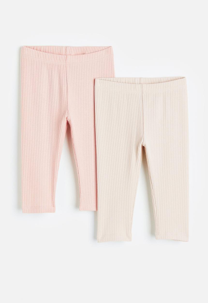 H&M - 2-Pack leggings - light pink/powder pink