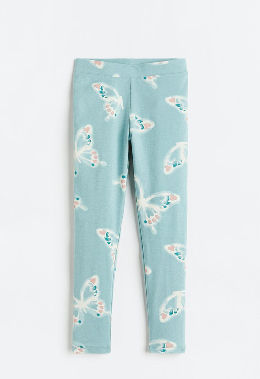 H&M - Leggings - light turquoise / butterflies 