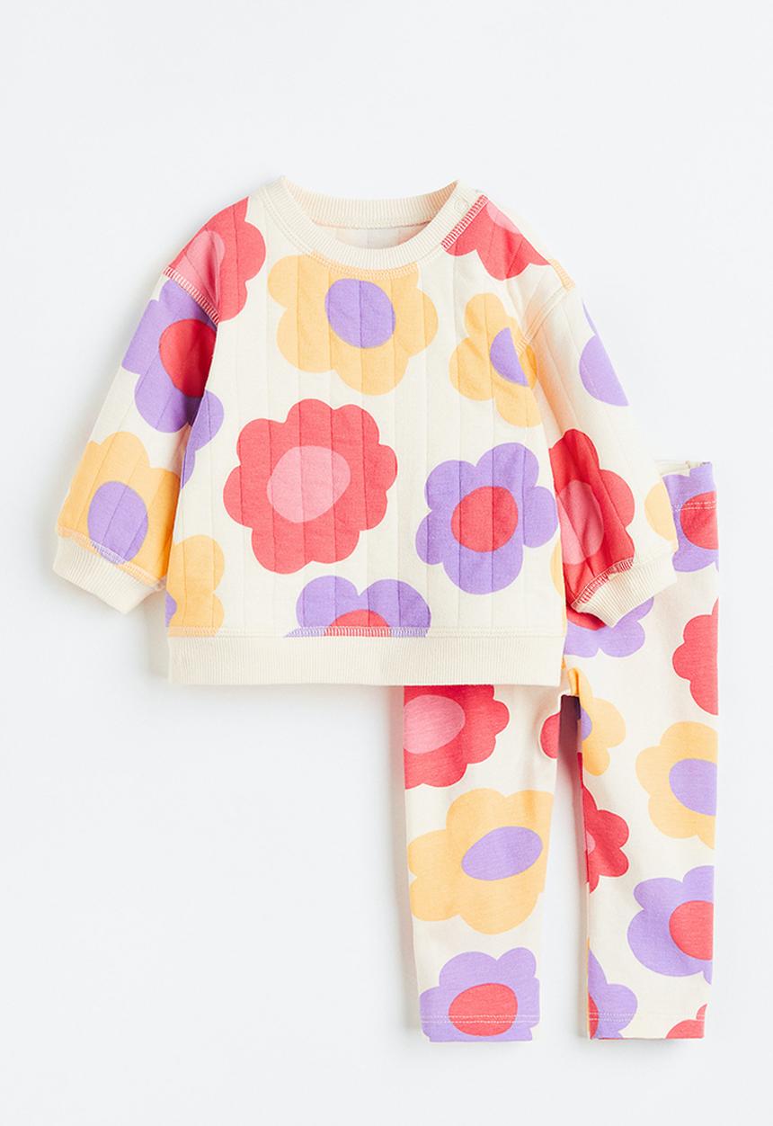 H&M - 2-Piece printed cotton set - white/large flowers