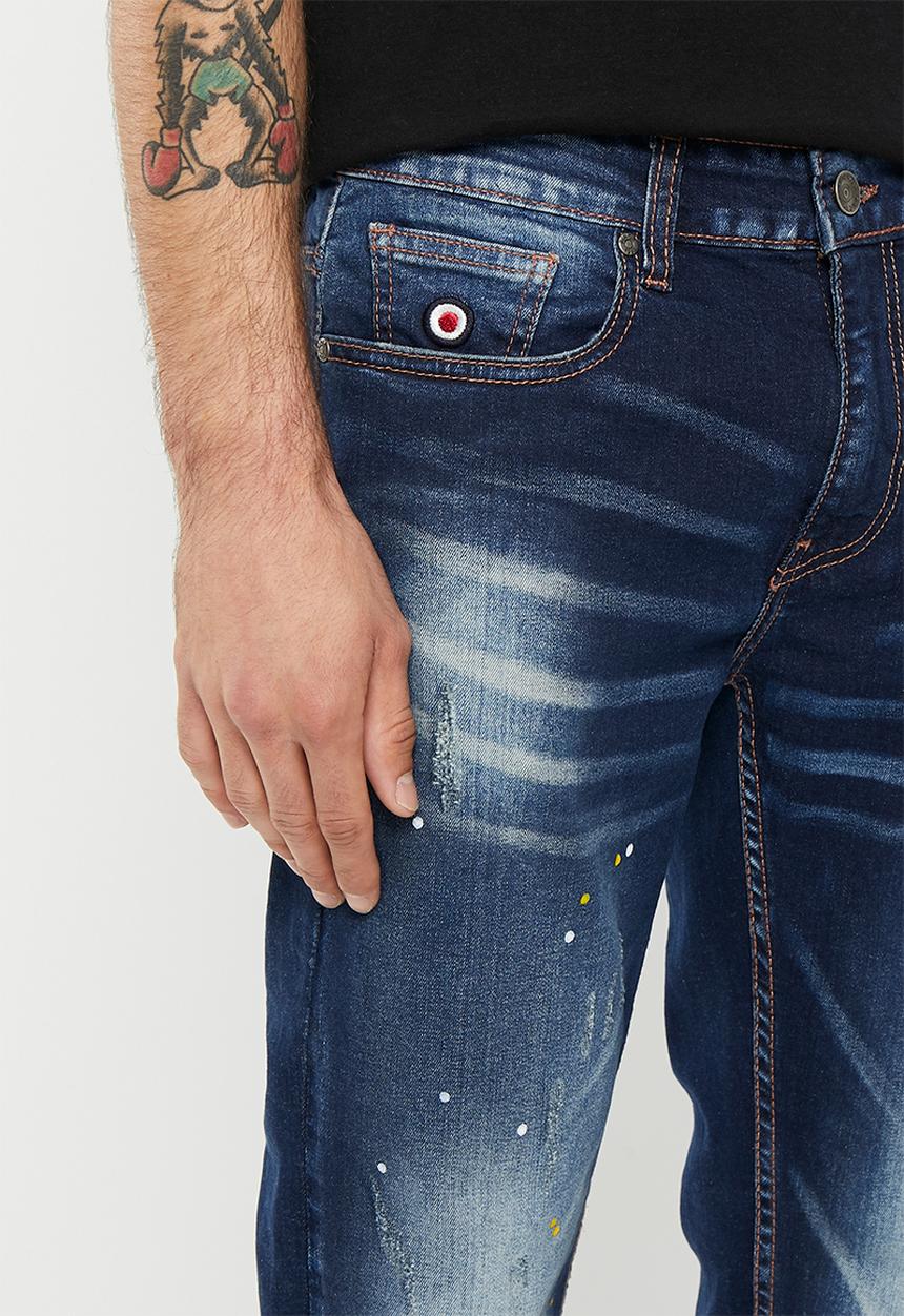 Ben Sherman - Rip & repair denim jeans - mid blue