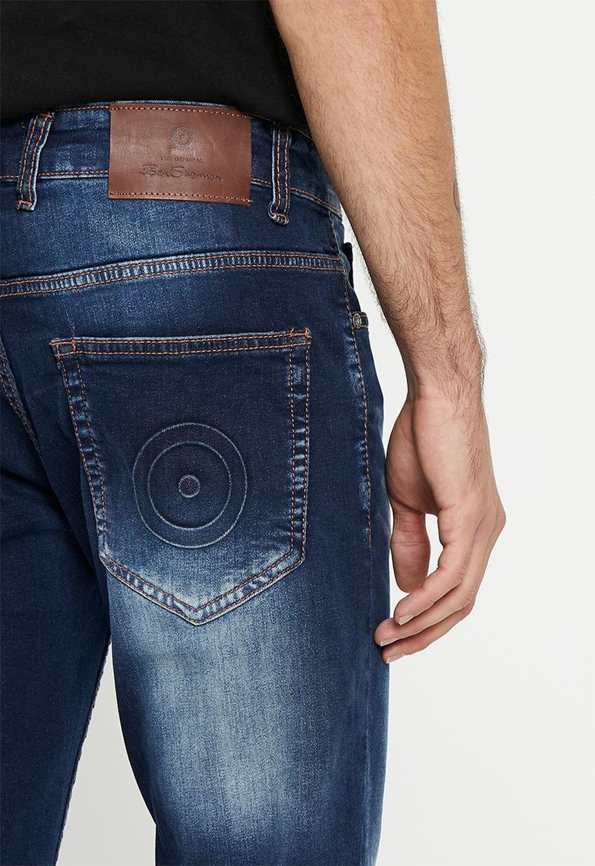 Ben Sherman - Rip & repair denim jeans - mid blue