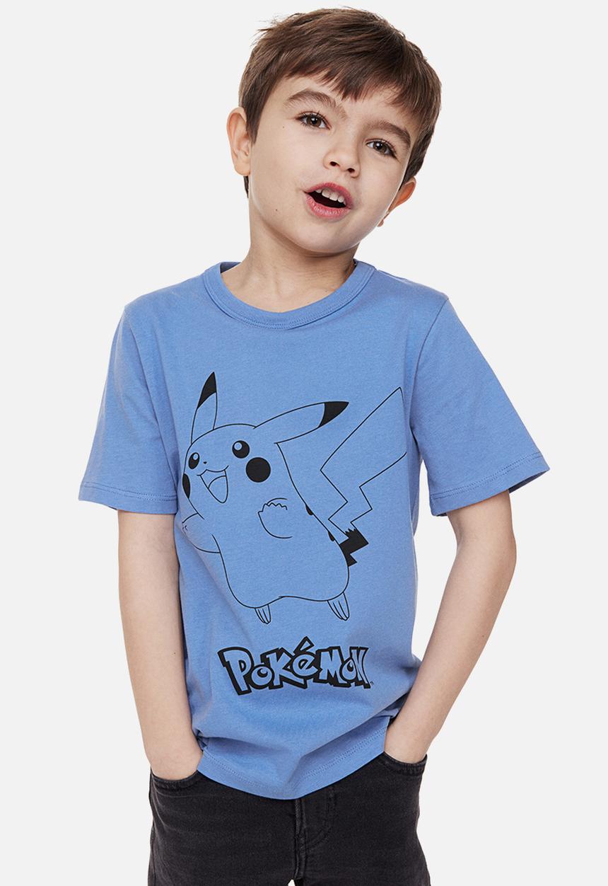 H&M - Printed cotton T-shirt - blue/pokémon 