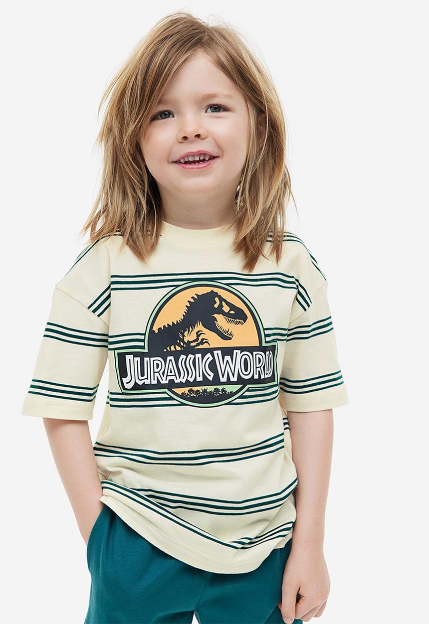 H&M - Printed T-shirt - natural white/jurassic world 