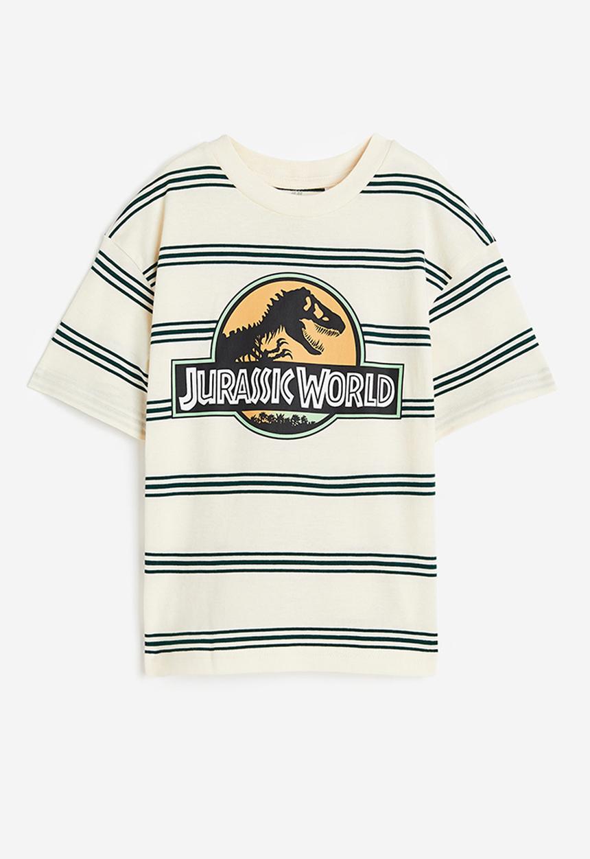 H&M - Printed T-shirt - natural white/jurassic world 