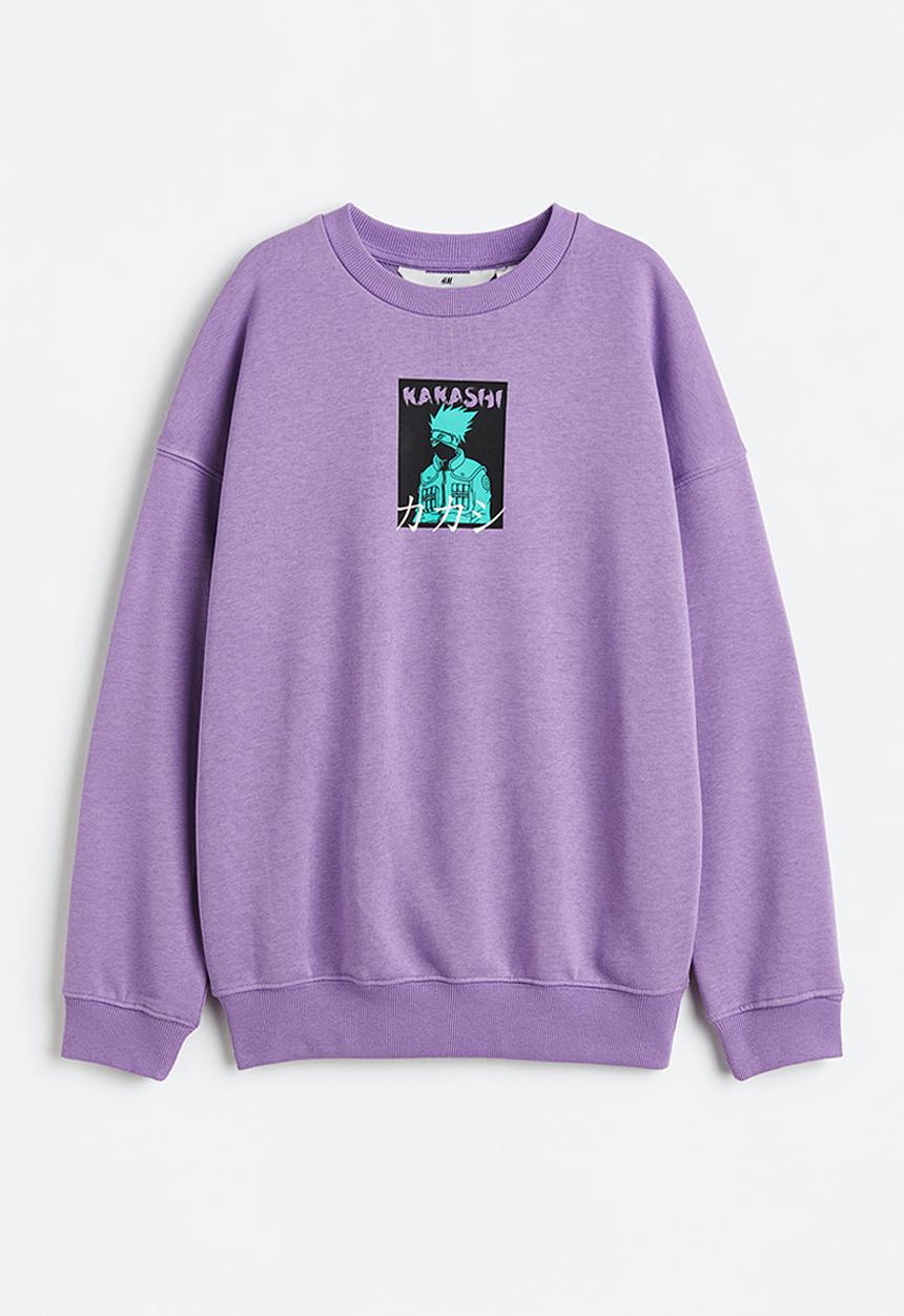 H&M - Printed sweatshirt - light purple/naruto