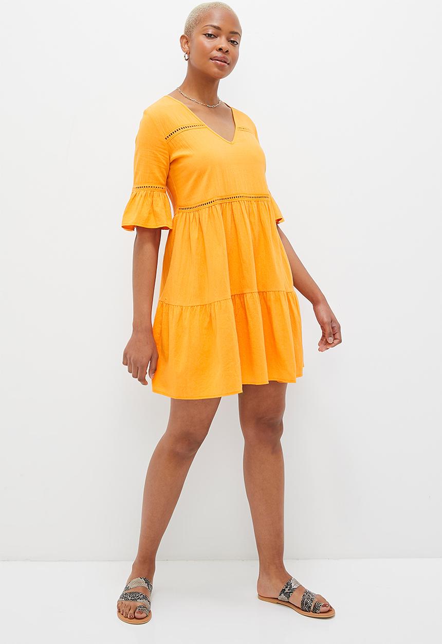 MILLA - Trim inset mini dress with ruffle sleeve - mango
