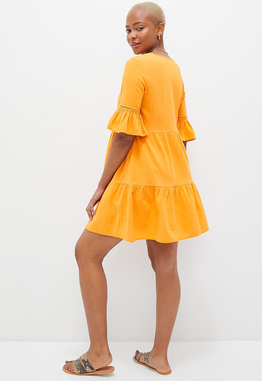 MILLA - Trim inset mini dress with ruffle sleeve - mango